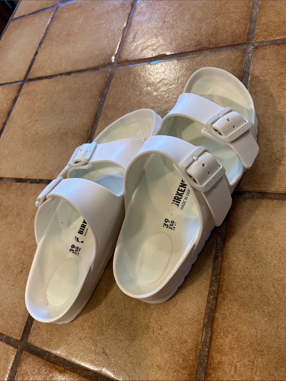 Birkenstock White Two-Strap EVA Slide Sandals